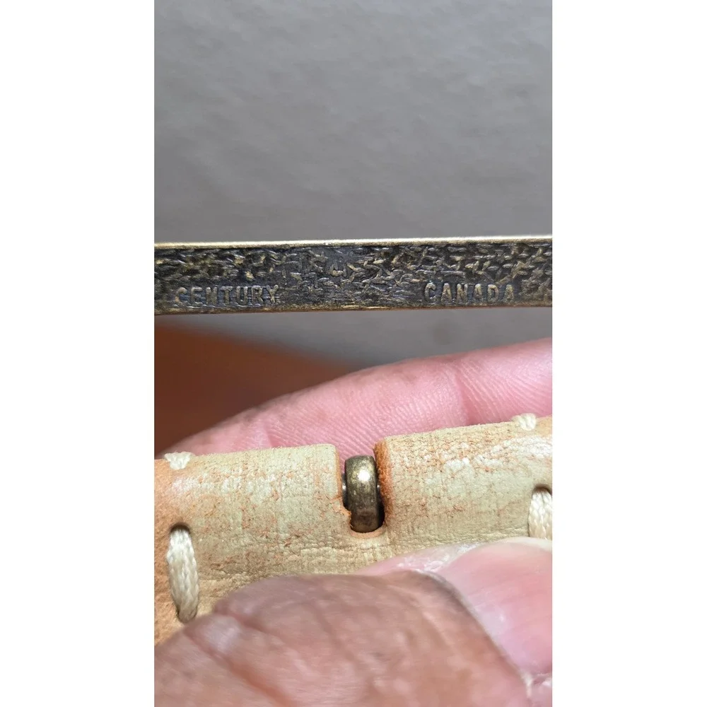 Brave Beltworks Leather Belt Mens 34 Tan Whipstitch Brass Buckle Canada Made